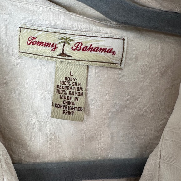 Tommy Bahama Mens Silk Shirt Large Beige Class of 2006 Graduation Martini Glass - Picture 2 of 5